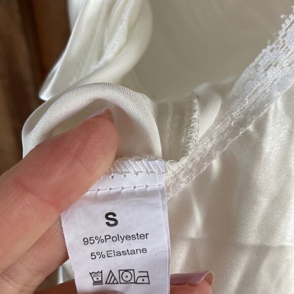 Satin Long Lace-up Slip Nightgown/lingerie with Slit - Picture 9 of 9